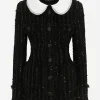 Tweed jacket with micro-sequin embellishment and satin collar