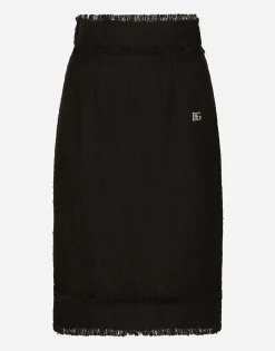 Tweed midi skirt with DG logo