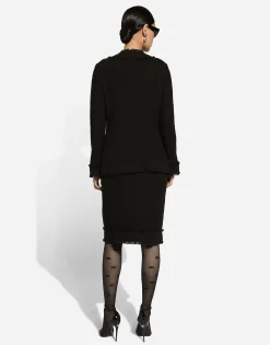 Tweed midi skirt with DG logo