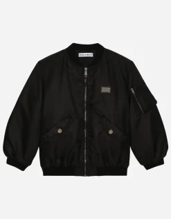 Twill bomber jacket with logo tag