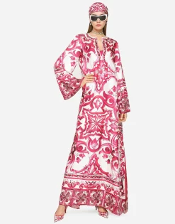 Twill caftan with Majolica print
