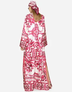 Twill caftan with Majolica print