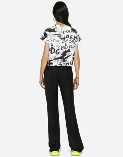 Twill palazzo pants