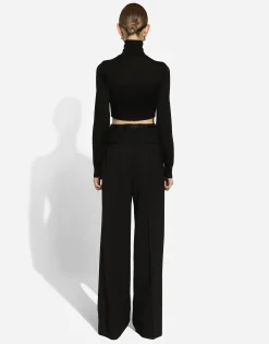 Twill palazzo pants