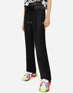 Twill palazzo pants