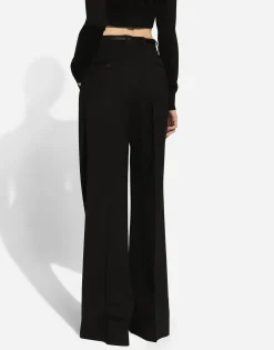 Twill palazzo pants