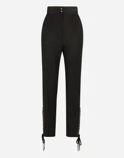Twill pants with lacing