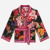 Twill shirt with floral print over a black background