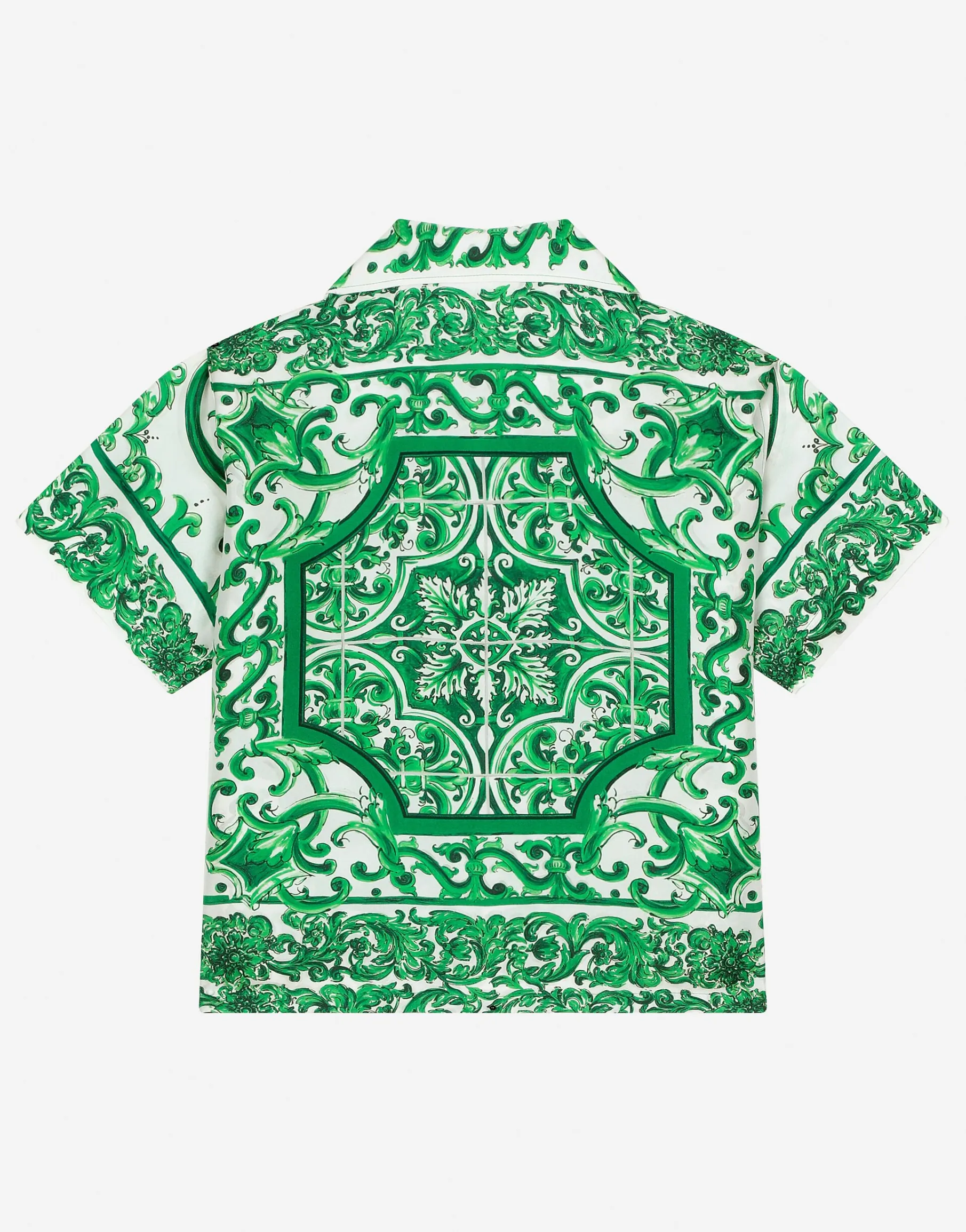 Twill shirt with green majolica print