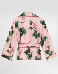 Twill shirt with rose print