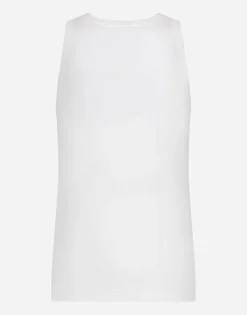 Two-way stretch cotton tank top with logo label