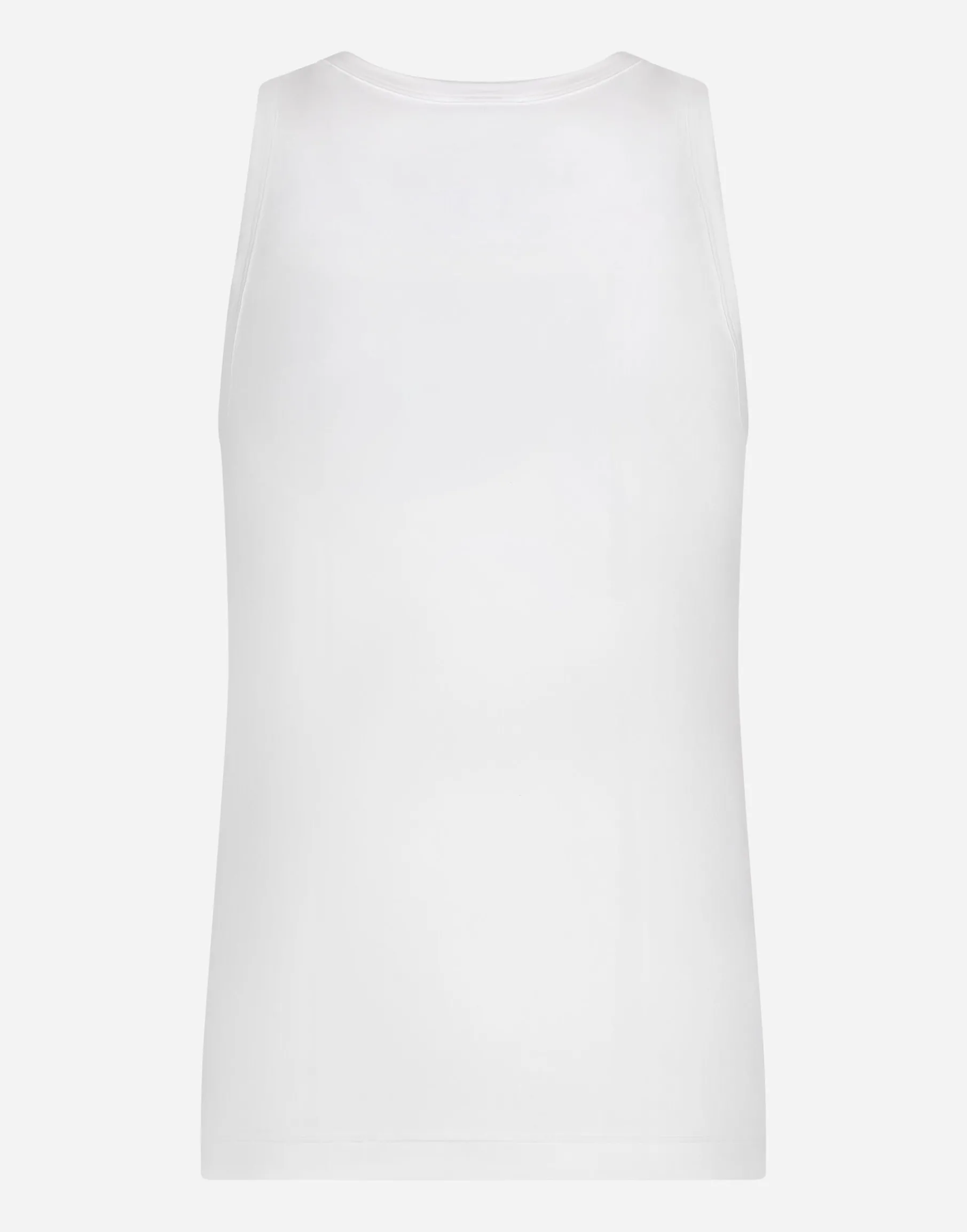 Two-way stretch cotton tank top with logo label