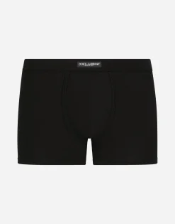 Two-way stretch jersey boxers with logo label