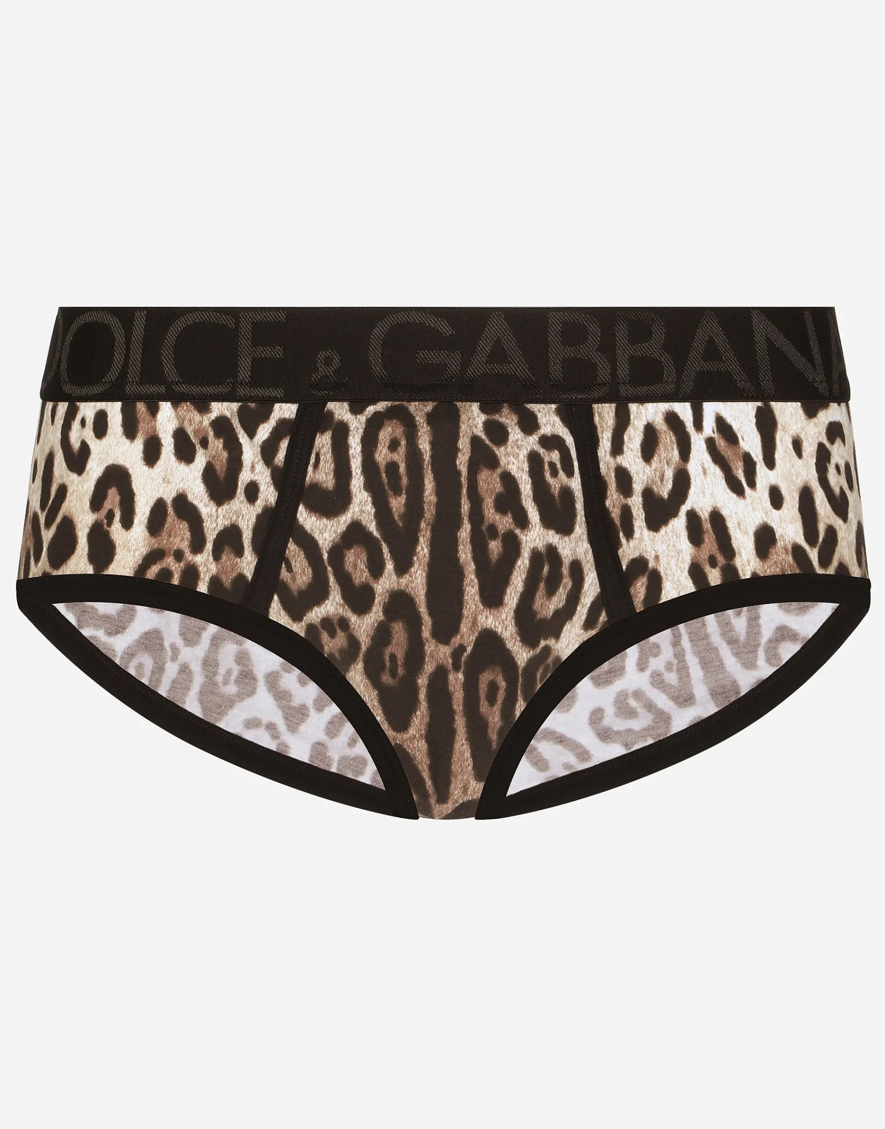 Two-way stretch jersey Brando briefs with leopard print