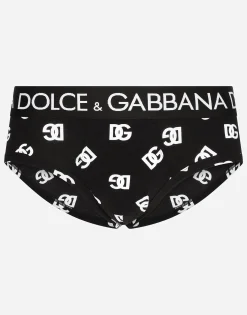 Two-way stretch jersey Brando briefs with DG logo print