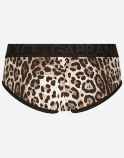 Two-way stretch jersey Brando briefs with leopard print