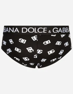 Two-way stretch jersey Brando briefs with DG logo print