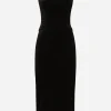 Velvet calf-length corset dress