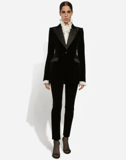 Velvet cigarette pants