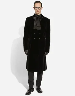 Velvet coat with satin details