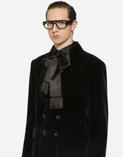 Velvet coat with satin details