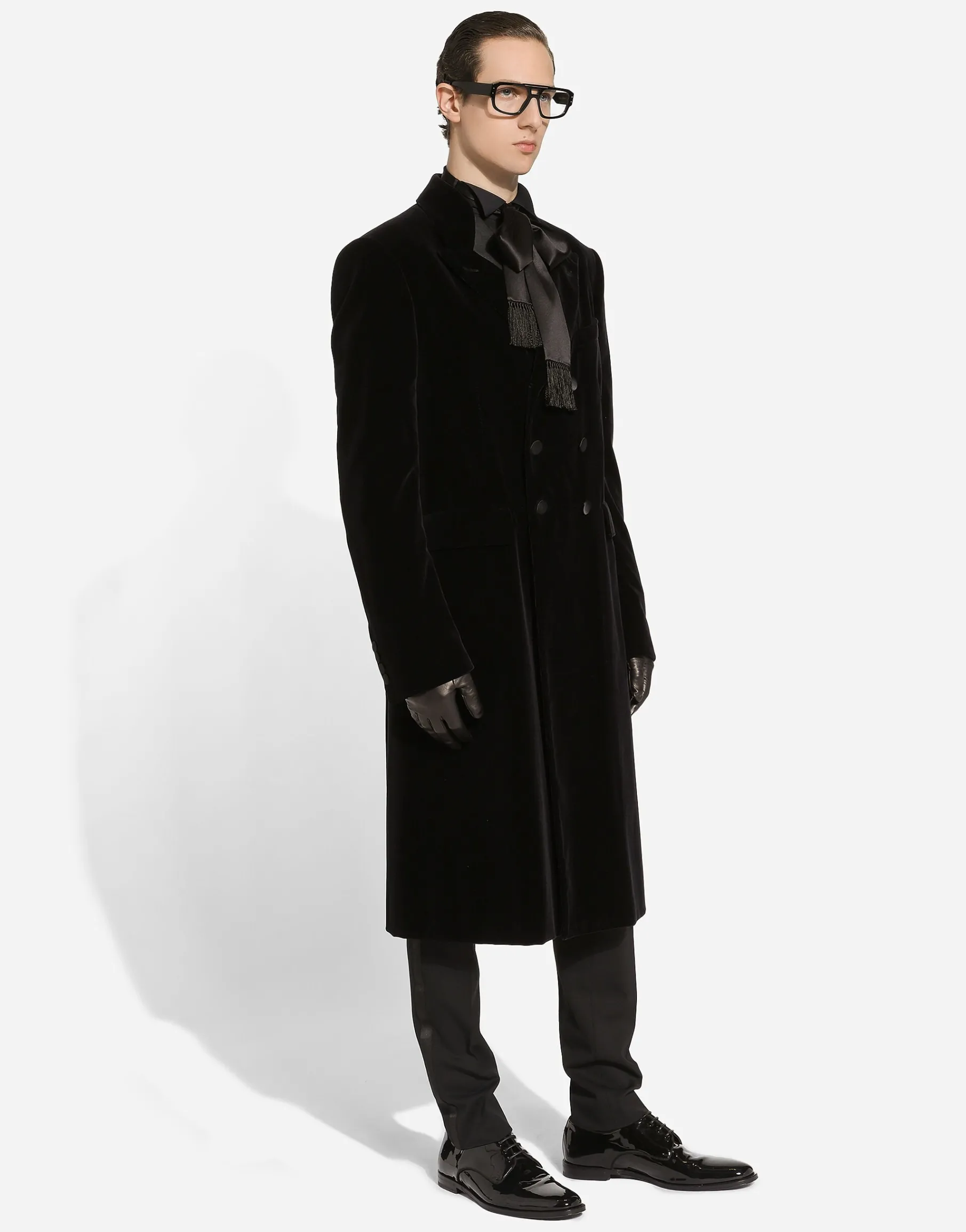 Velvet coat with satin details
