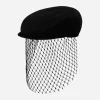 Velvet flat cap with veil