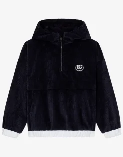 Velvet hoodie with DG laurel logo