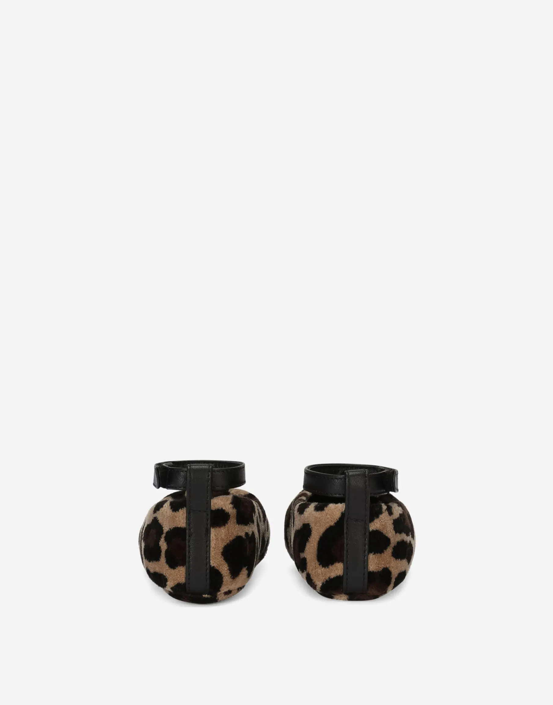 Velvet newborn ballet flats with leopard print