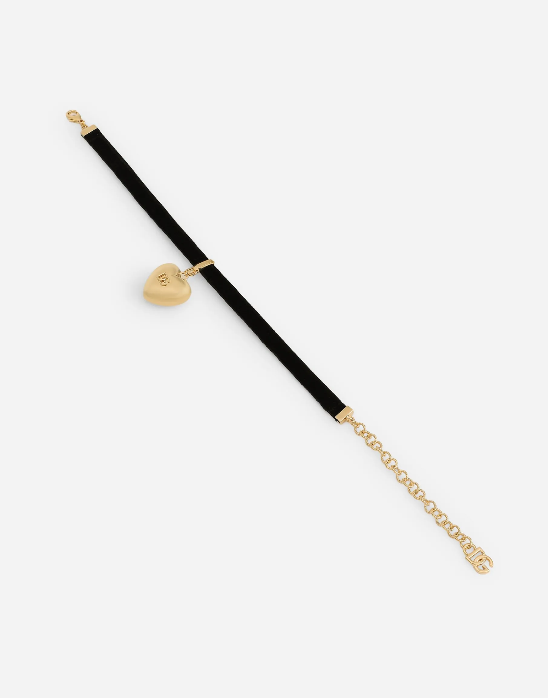 Velvet ribbon necklace with DG logo heart