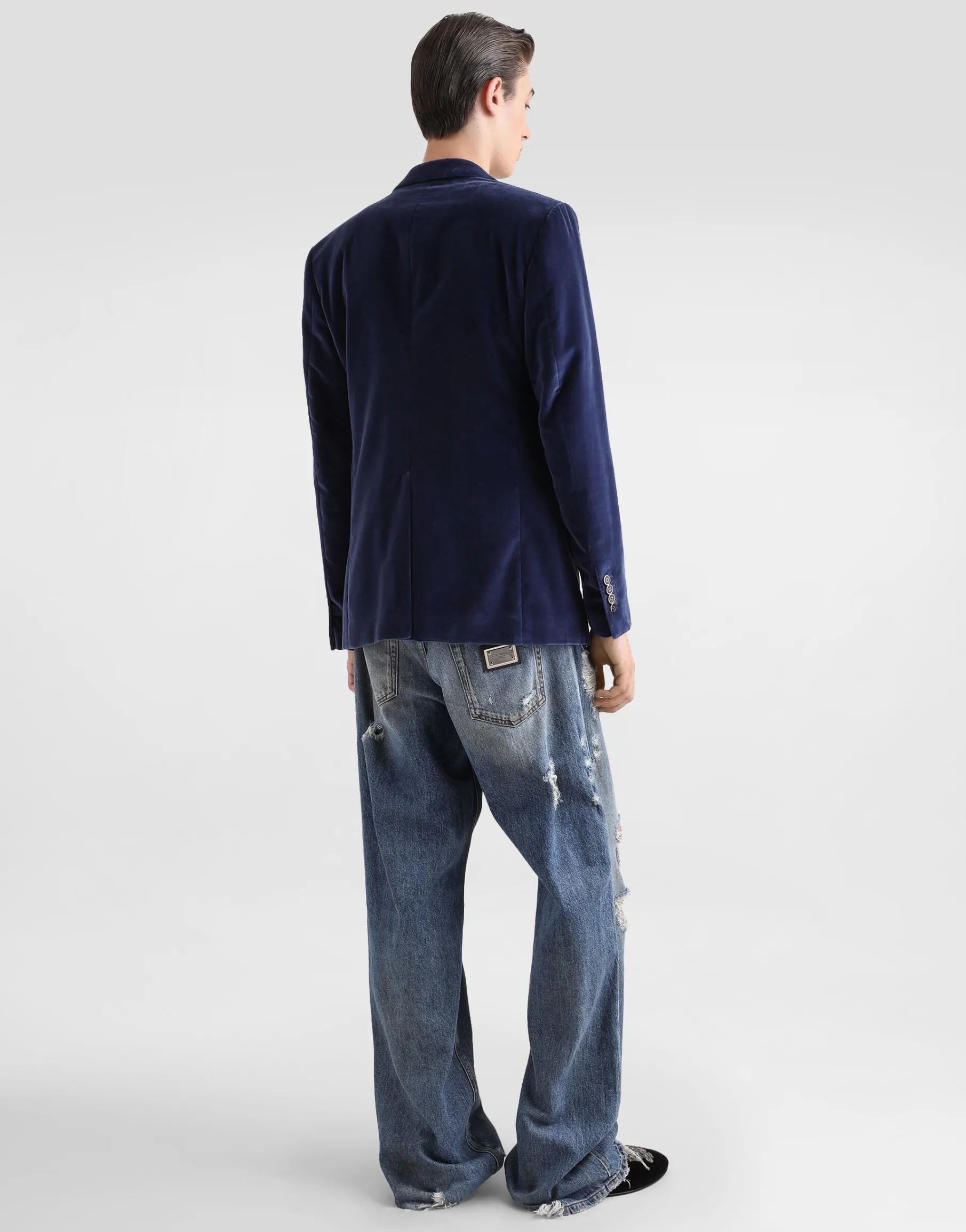 Velvet single-breasted jacket