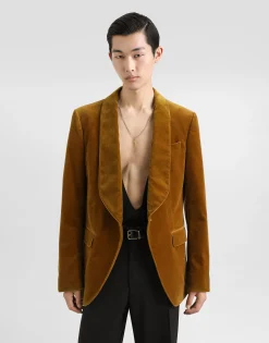 Velvet single-breasted jacket