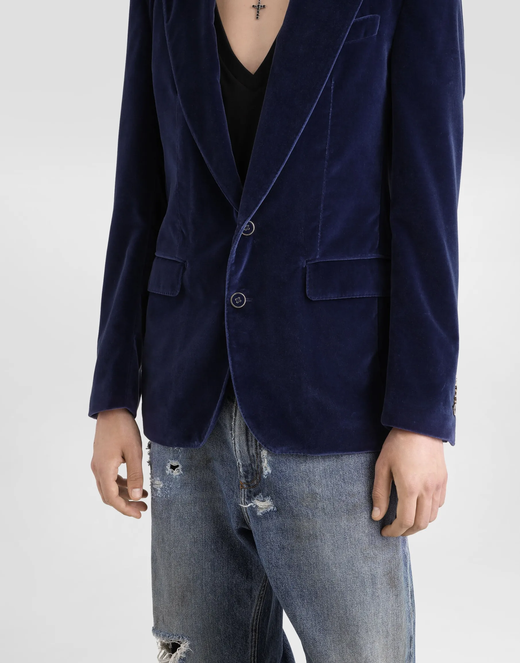 Velvet single-breasted jacket