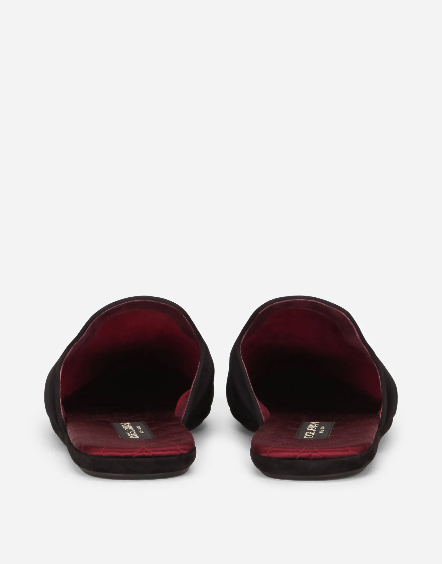 Velvet slippers with cross embroidery