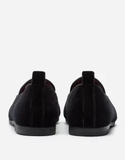 Velvet slippers with crown patch