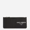 Vertical calfskin card holder with logo