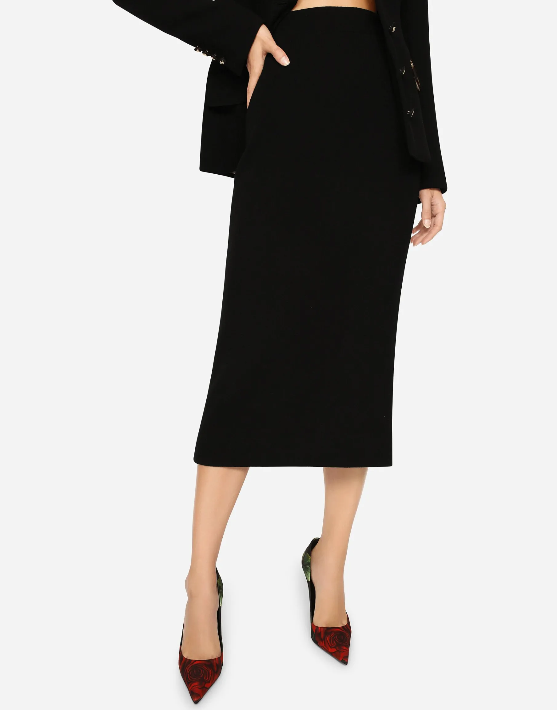 Virgin wool pencil skirt