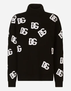 Virgin wool turtleneck with inlaid DG logo