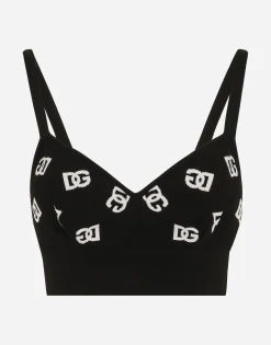 Viscose bralette top with jacquard DG logo