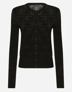 Viscose cardigan with all-over DG logo