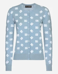 Viscose cardigan with jacquard DG logo