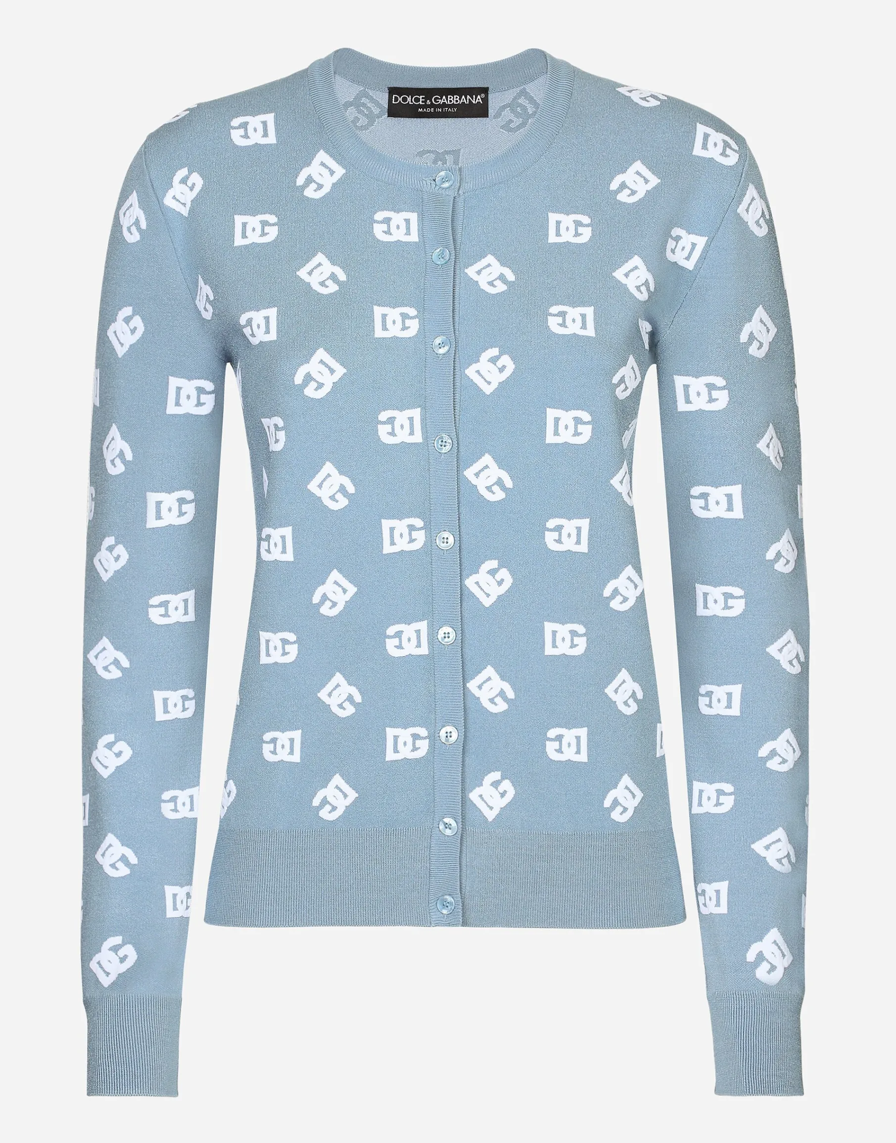 Viscose cardigan with jacquard DG logo