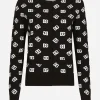 Viscose cardigan with jacquard DG logo