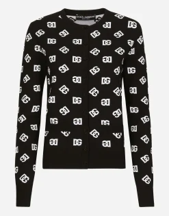 Viscose cardigan with jacquard DG logo