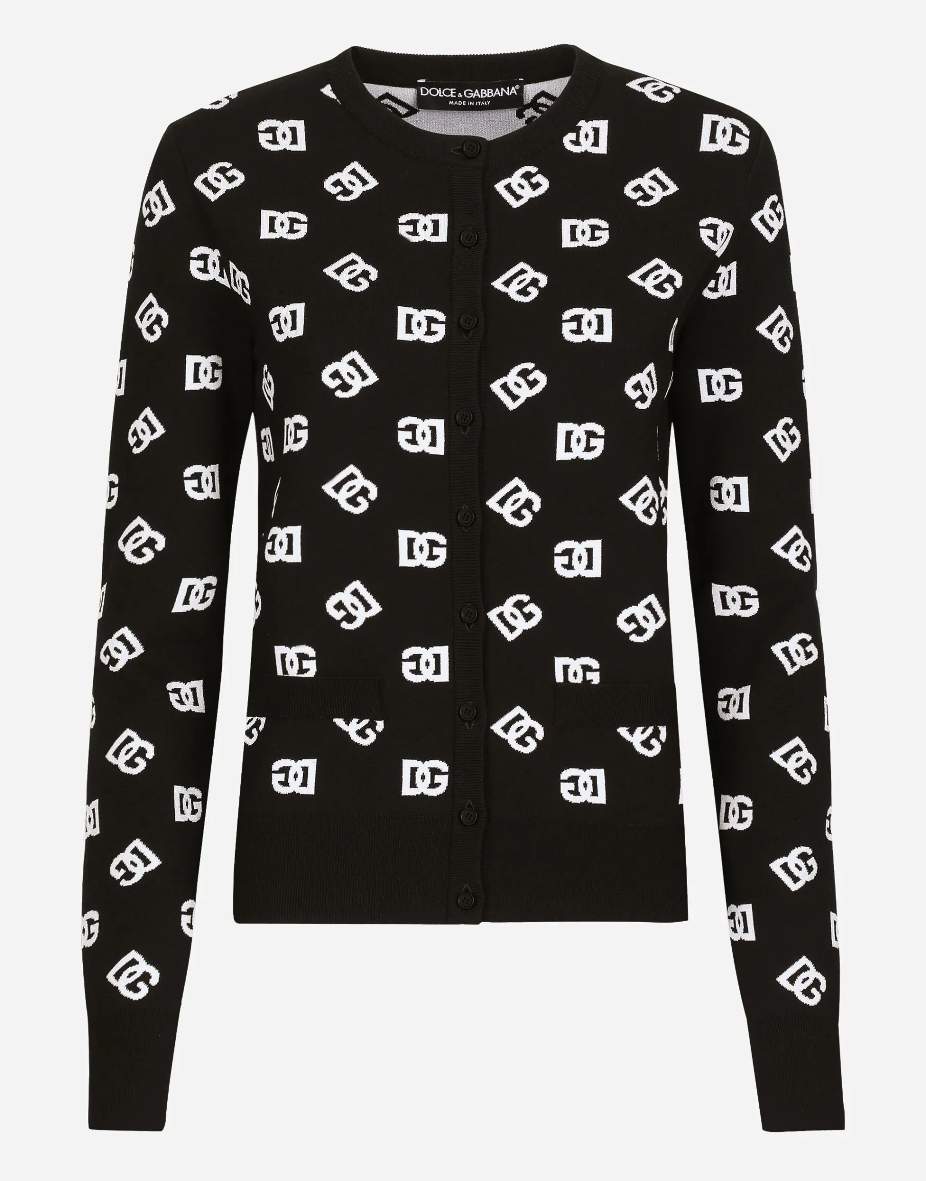 Viscose cardigan with jacquard DG logo