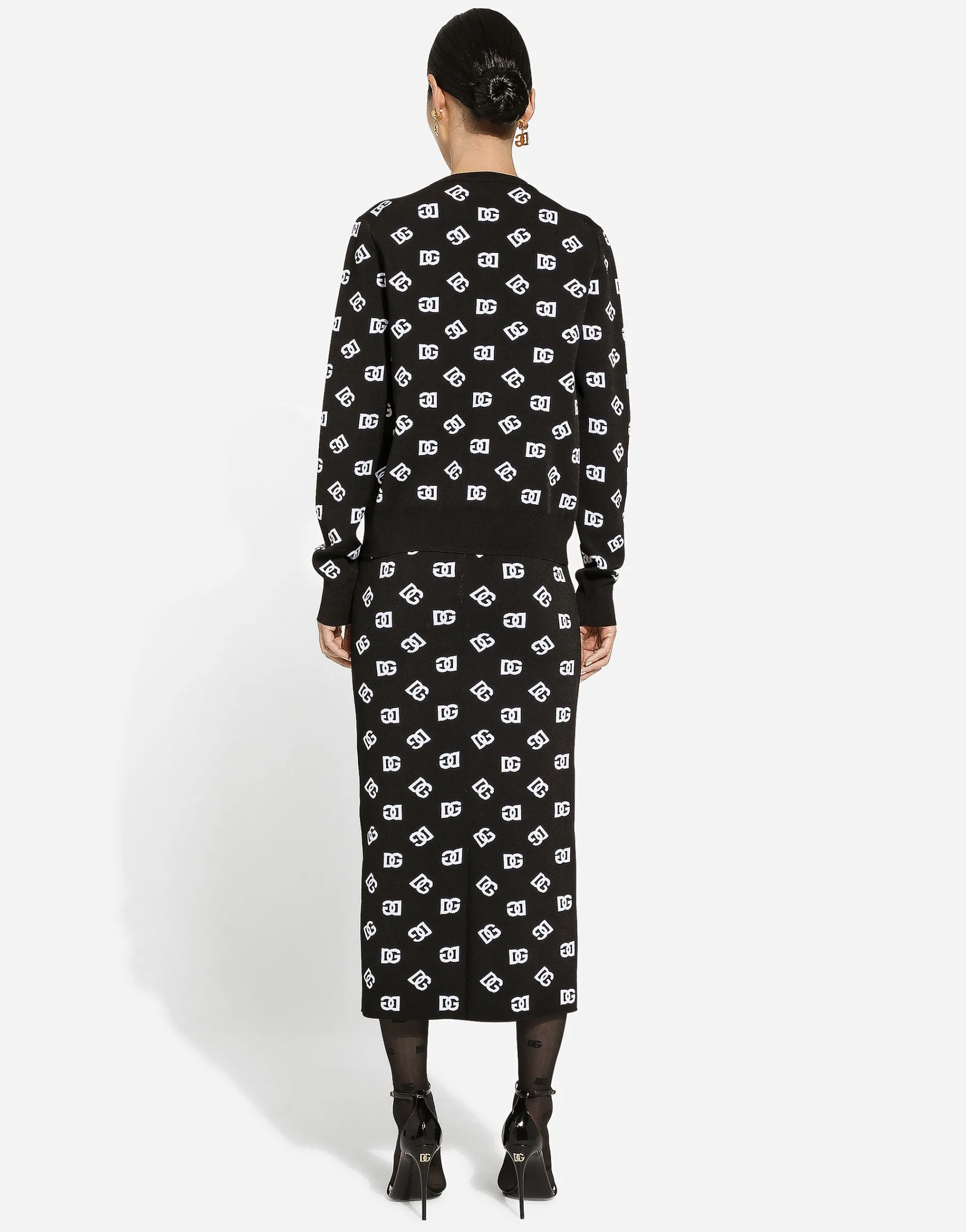 Viscose cardigan with jacquard DG logo