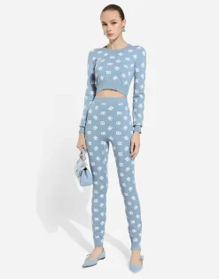Viscose leggings with jacquard DG logo