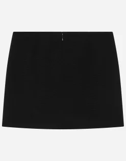 Viscose miniskirt with logo tag