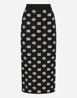 Viscose pencil skirt with jacquard DG logo