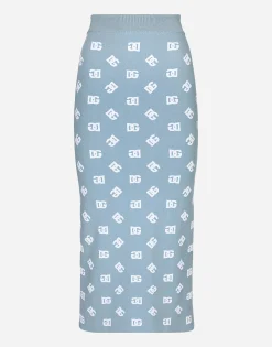 Viscose pencil skirt with jacquard DG logo